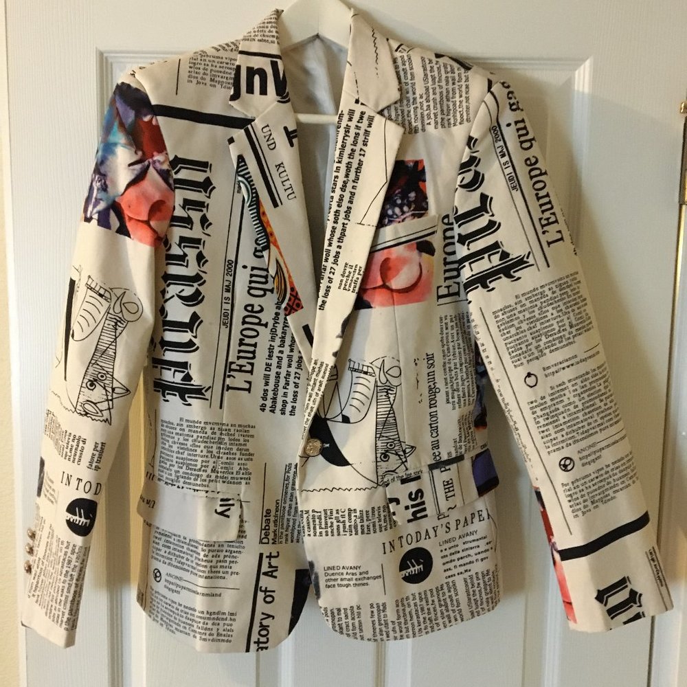 Newspaper Print Blazer
